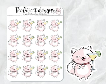 Flora loves Margaritas Exclusive Cat Die Cut Sticker Sheet