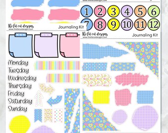 Pastel Rainbow Hearts Journaling Kit for Hobonichi Bullet Journals Planner Stickers