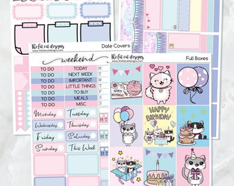 Flora's Birthday Bash Cat Planner Stickers Standaard Wekelijkse Kit