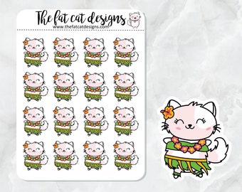 Flora loves to Hula Dance Exclusive Cat Die Cut Sticker Sheet