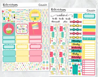 Birthday Celebration Weekly Planner Sticker Kit for the Hobonichi Cousin