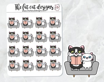 Bud Reading Storytime Exclusieve Cat Die Cut en Sticker Sheet Set voor Erin Condren Happy planner reizigers notebook Bullet Journal Hobonichi