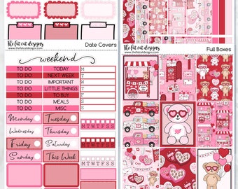 Valentine Bears Planner Stickers Standard Weekly Kit