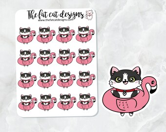 Bud Flamingo Zwembad Float Exclusieve Cat Die Cut en Sticker Sheet