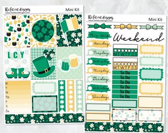 Feeling Lucky St Patrick's Day Mini Planner Sticker Kit for the Printpression B6 Erin Condren Travelers Notebooks