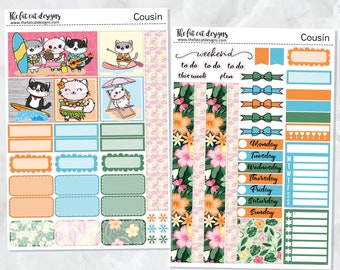 Tropical Vacation Weekly Planner Sticker Kit for the Hobonichi Cousin