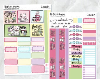 Planner Life Flora Lily en Bud Cat Weekly Planner Sticker Kit voor de neef van Hobonichi