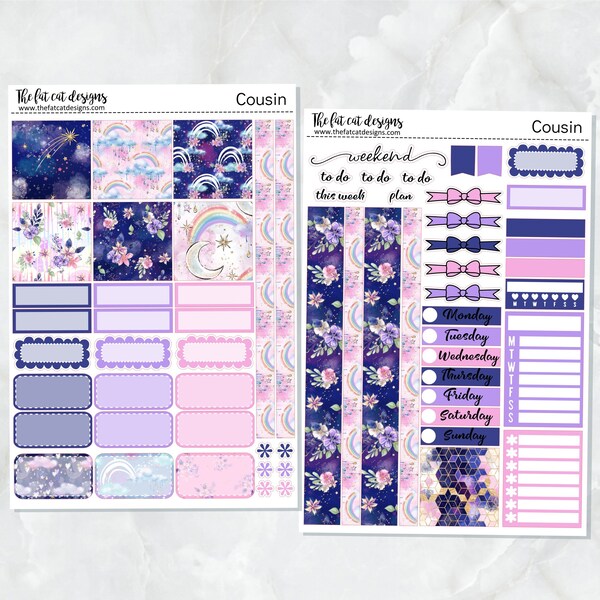 Dreamy Skies Rainbow Weekly Planner Sticker Kit for the Hobonichi Cousin
