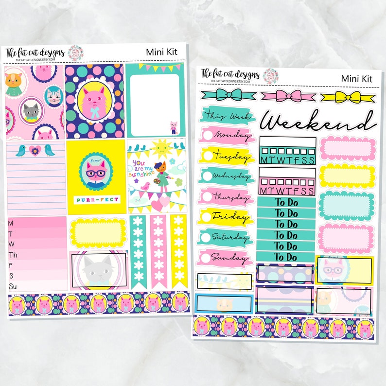 Happy Cats Mini Planner Sticker Kit for the Printpression B6 Erin Condren Travelers Notebooks image 1