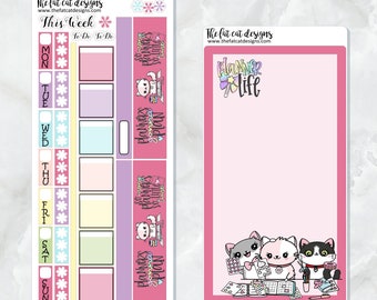 Planner Life Flora Lily en Bud Cat Planner Stickers voor de Hobonichi Weken