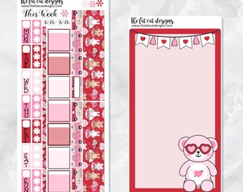 Valentine Bears Planner Stickers voor de Hobonichi-weken