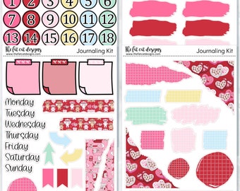 Valentine Bears Journaling Kit for Hobonichi Bullet Journals Planner Stickers