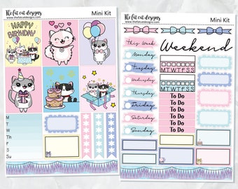 Flora's Birthday Bash Mini Planner Sticker Kit voor de Printpression B6 Erin Condren Travelers Notebooks