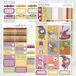 Cute Halloween Witches Planner Stickers Standard Weekly Kit