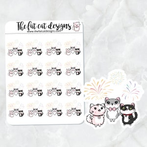Flora Lily and Bud Fireworks 4th of July Celebration Exclusive Cat Die Cut Sticker Sheet for Erin Condren Hobonichi Printpression Planners