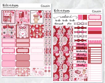 Valentine Bears Weekly Planner Sticker Kit for the Hobonichi Cousin