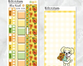 Sunny houdt van zonnebloemen Planner Stickers voor de Hobonichi Weken