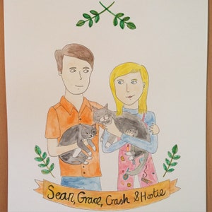 Custom illustration couple portrait A4 commission
