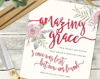 Amazing Grace Print Printable Vintage Sheet Music Instant