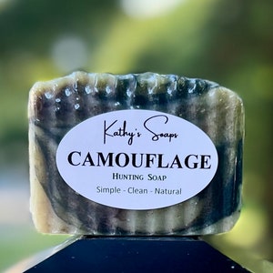 choice of unscented or pine and cedar scented hunting soap with activated charcoal, black walnut hull, netttle powder, burdock and dandelion leaf