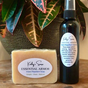 All Natural Mosquito Insect Repellent Spray & Soap Set, EPA Exempt formula, Handmade with Essential oils, DEET Free, in 2 and 4 oz sprays