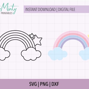 Arco iris SVG para niñas / DXF / PNG / Descarga instantánea / Camisetas, tazas, bolsos y más / Vector Cut File /