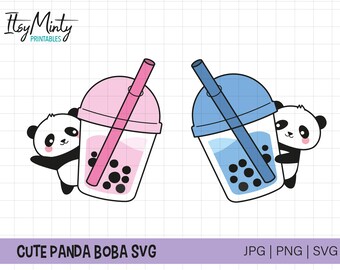 Panda Boba SVG | Instant download | T-shirts, mugs, bags and more | Cut Files |