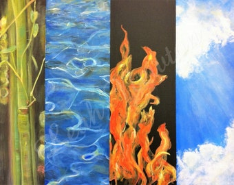 The Four Elements Art Print, Acrylic Painting Giclée