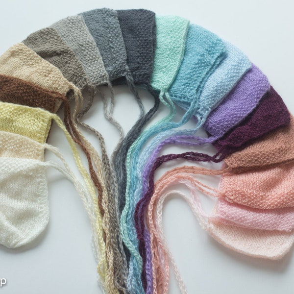 Knit Bonnet, Newborn Knit Hat, Knit Hat, Photography Prop Hat, Mohair Knit Photo Prop Bonnet
