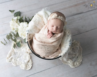 Vintage Floral Wrap, Newborn Wrap, Baby Lace Wrap, Baby Photo Prop, Photography Accessories