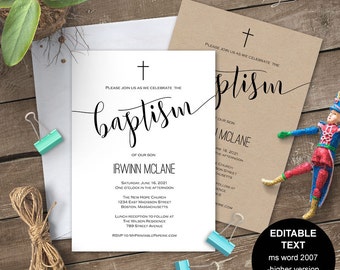 printable baptism invitation baptism invites baptism invite etsy