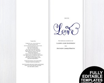 wedding program template printable wedding program wedding etsy