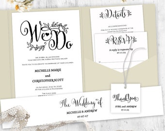 pocketfold invitation template wedding invitation suite etsy