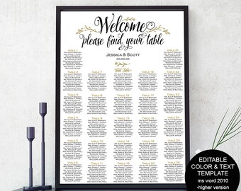 wedding seating chart template alphabetical seating chart etsy
