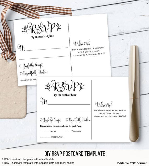 wedding rsvp postcard rsvp postcard rsvp cards wedding rsvp rsvp template printable instant download response card rustic wedding response postcard