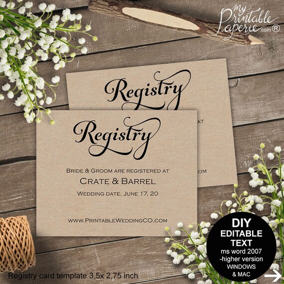 registry card wedding registry wedding registry card gift etsy