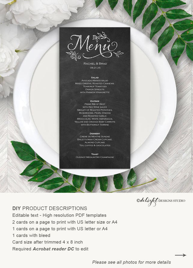 wedding menu template wedding menu cards wedding menu card rustic template for menu cards