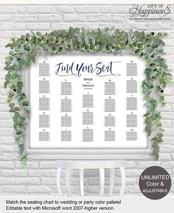 Etsy Wedding Seating Chart Alphabetical