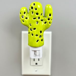 Handmade Ceramic Cactus Night Light: Desert Decor Gift