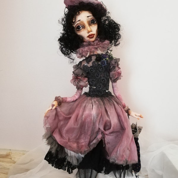 Agota art doll, Gothic doll, polymer clay dolls,