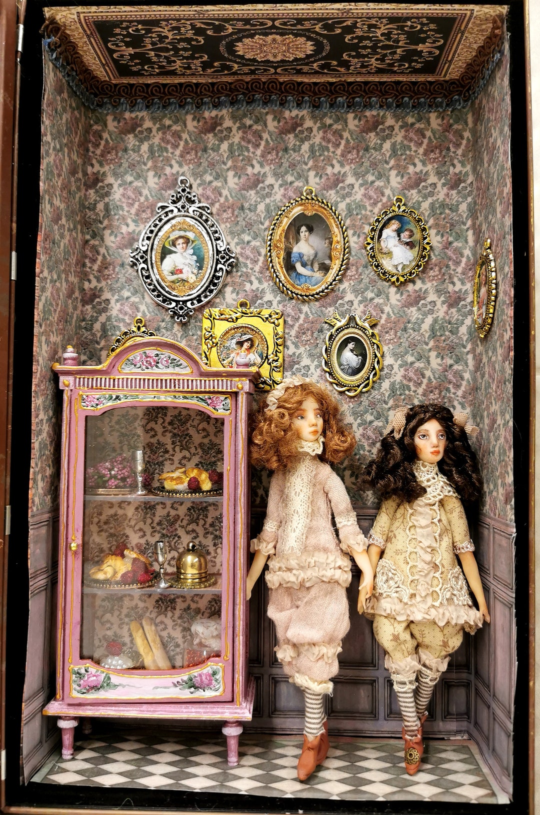Ensemble Meubles Miniatures Cuisine Maison De Poupée - Armoires, Poêle, Évier Échelle 1:25 - Décoration Scène Créative ABS