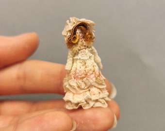 Tiny doll, art doll, dollhouse miniatures, handmade doll, miniature doll, victorian doll, dollhouse doll