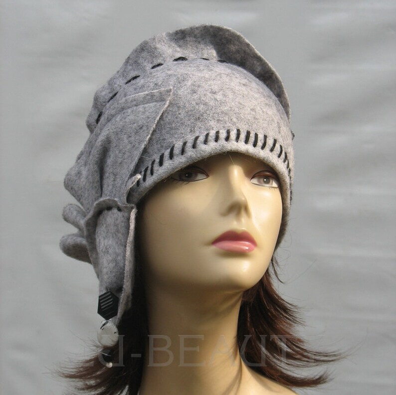 Handmade Cloche Hats Gray Hat Women/'s Kentucky Derby Hat Wool Sari Boho Hat Bohemian Style Floppy Hat Downton Abbey Hat Great Gatsby Hat .