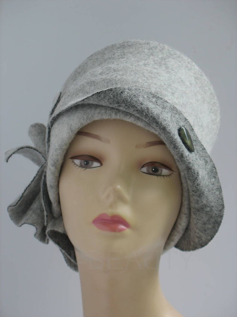 Womens Felted hats grey felt AUTUMN WINTER hat for womens Etsy