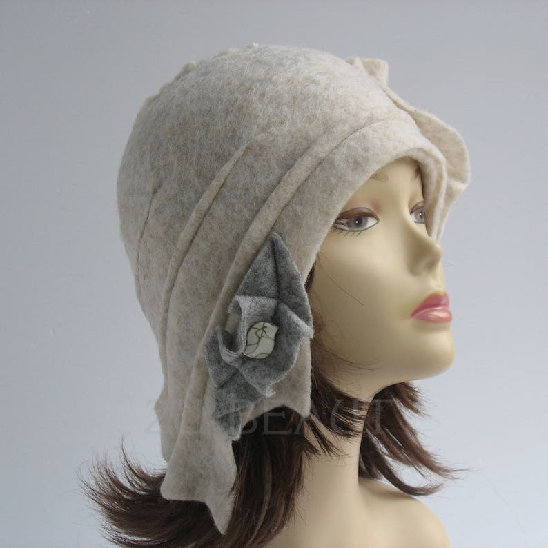 Designer Hat Felted Hat Cloche hat Felted Hat Art Hat Art BEAUTY wearable art Hat White hats Felt Retro hat handmade wearable art clothing