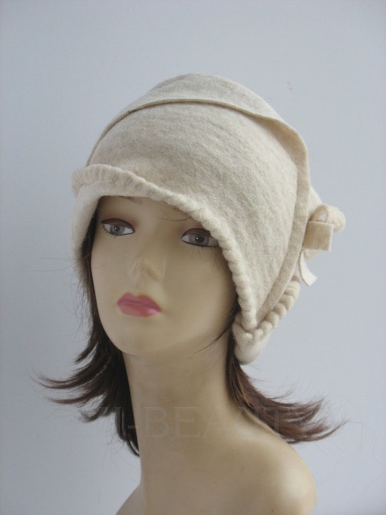 White Felt hat unique felt hat Womens winter hats for women Etsy