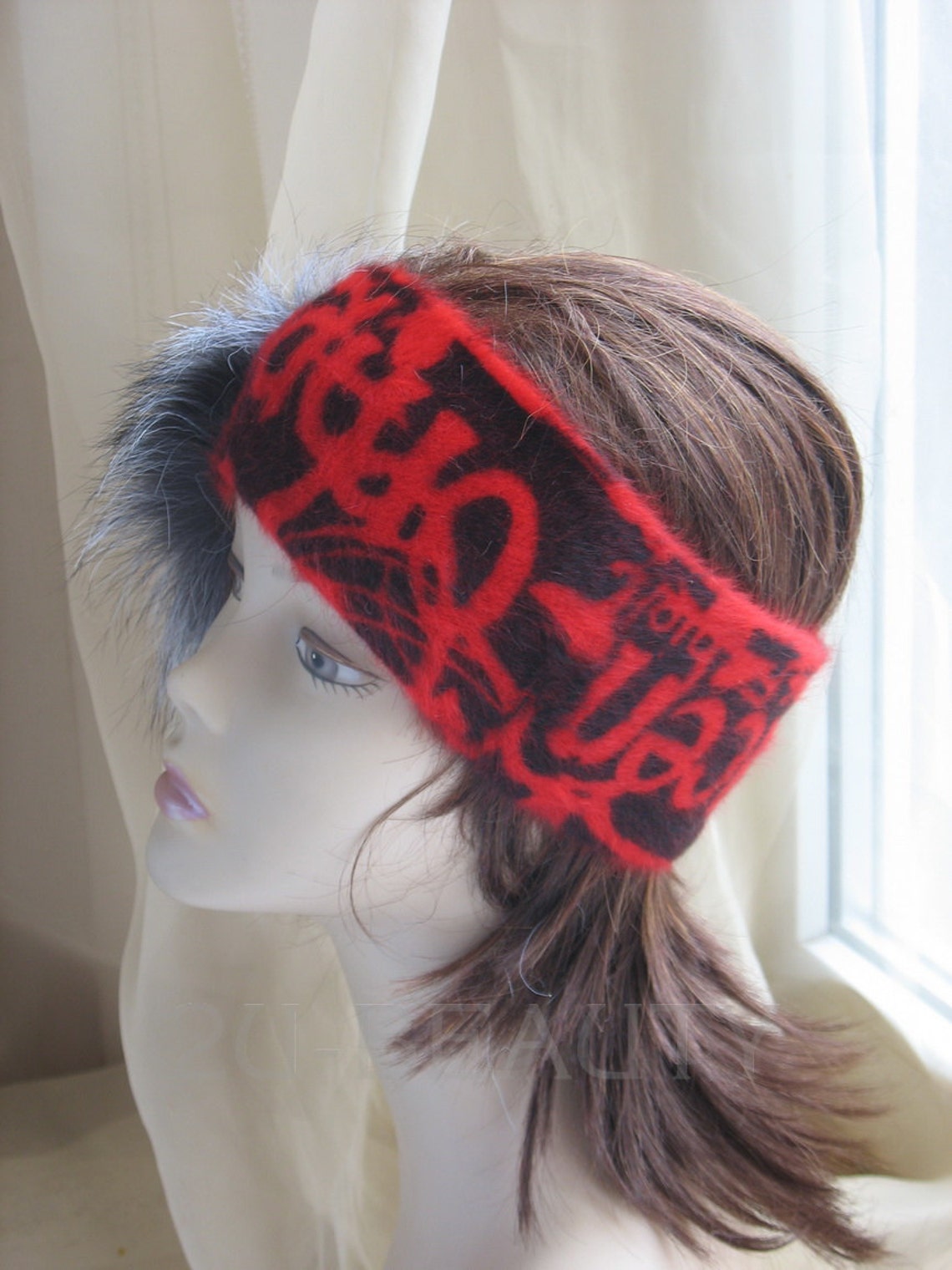 Womens Wool Headband Ski Accessory Black and Silver Winter Etsy