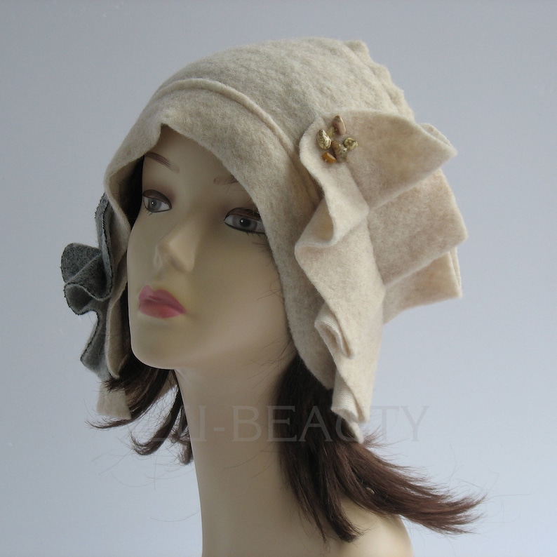 Designer Hat Felted Hat Cloche hat Felted Hat Art Hat Art BEAUTY wearable art Hat White hats Felt Retro hat handmade wearable art clothing