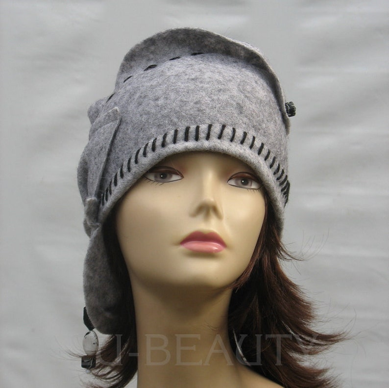 Handmade Cloche Hats Gray Hat Women/'s Kentucky Derby Hat Wool Sari Boho Hat Bohemian Style Floppy Hat Downton Abbey Hat Great Gatsby Hat .