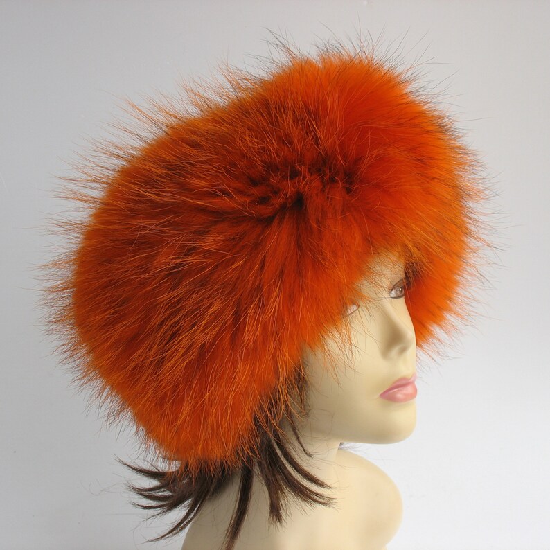 Orange Headband Wide Headband Real Fur Headband Womens Boho Etsy